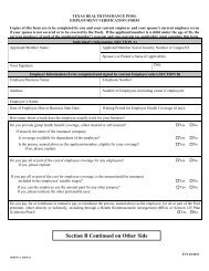 Section B Continued on Other Side - Texas Health Insurance Risk ...