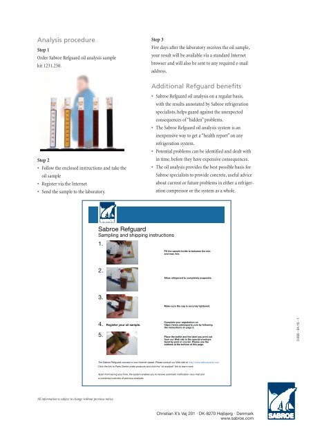 Refguard oil analysis - Sabroe