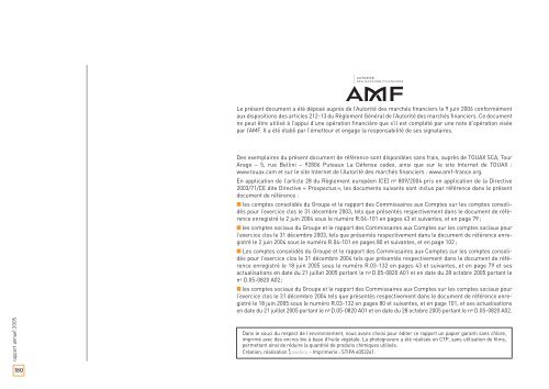 Rapport annuel 2005 - touax group