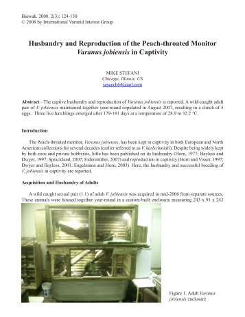 Husbandry and Reproduction of the Peach-throated Monitor ...