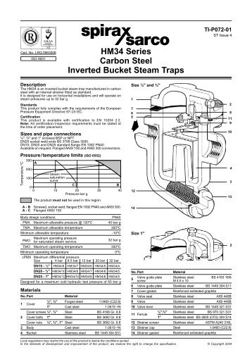 HM34 Series Carbon Steel Inverted Bucket Steam ... - Spirax Sarco