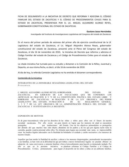 ficha de seguimiento a la iniciativa de decreto que reforma y ...