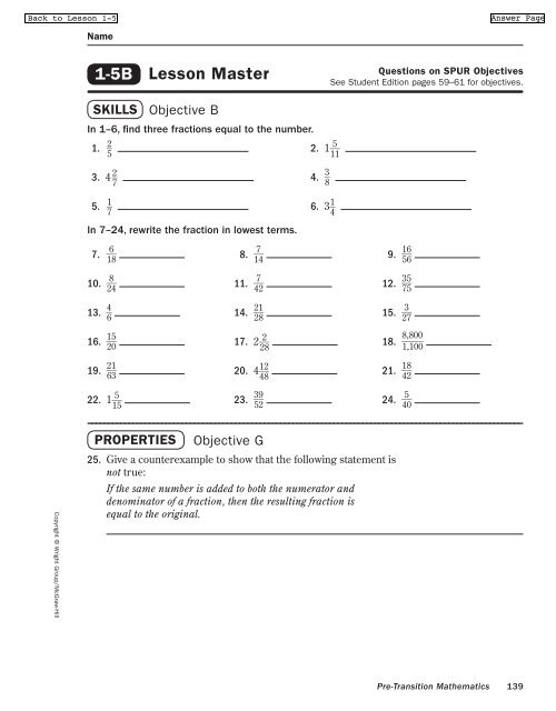 lesson master 1 5b lesson master 1 5b