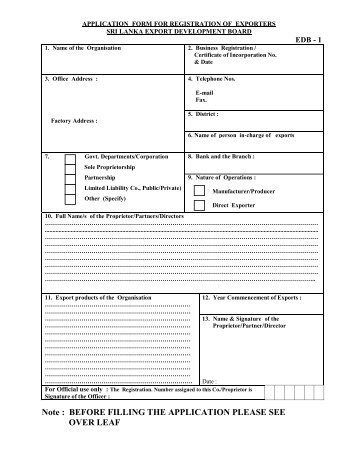 Download EDB Registration Form - Sri Lanka Export Development ...