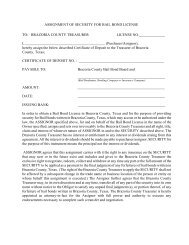assignment of security for bail bond license - Brazoria County