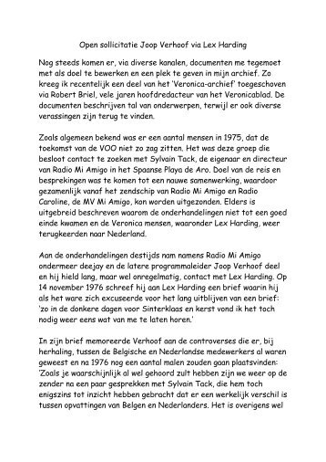 Open sollicitatie Joop Verhoof via Lex Harding Nog ... - HansKnot.com