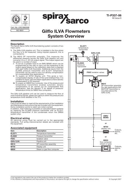Gilflo ILVA Flowmeters System Overview - Spirax Sarco