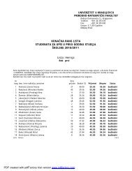 Rezultati - Hemija - Prirodno-matematiÄki fakultet u Kragujevcu ...