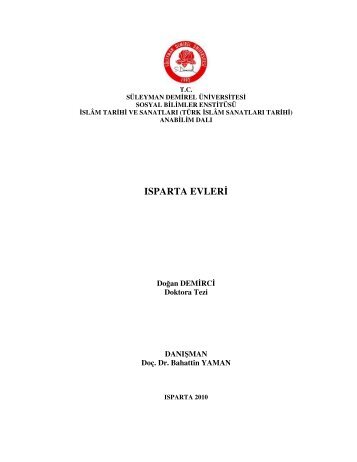 Ä±sparta evleri - SÃ¼leyman Demirel Ãniversitesi