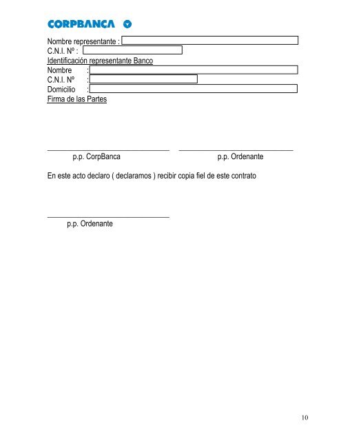 CONTRATO DE APERTURA DE LINEA DE CREDITO - Corpbanca