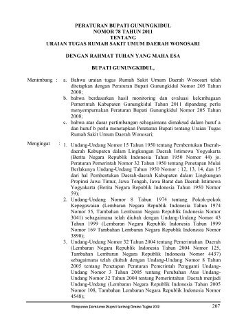 peraturan bupati gunungkidul nomor 78 tahun 2011 tentang