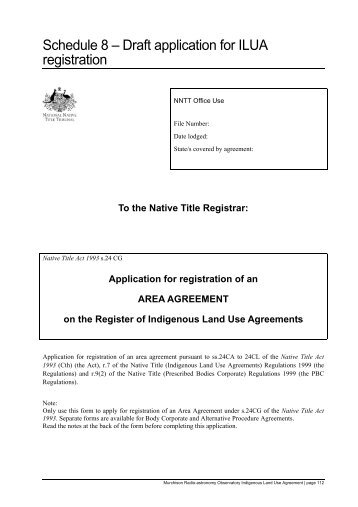 Schedule 8 - draft application for ILUA registration (PDF 74KB)