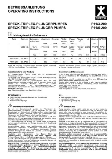 P11 3 And 5 Operating And Maintenance Instructions