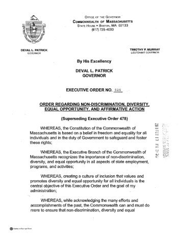 MA Executive Order 526