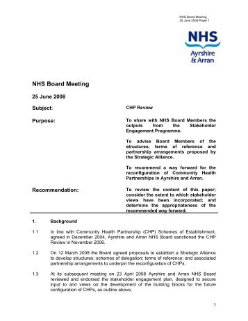 Paper 01: CHP review - NHS Ayrshire and Arran.