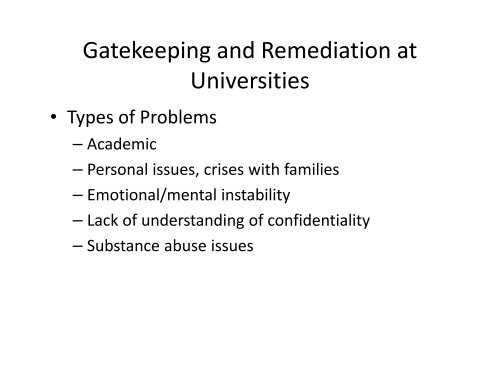 Gatekeeping and Remediation in Supervision