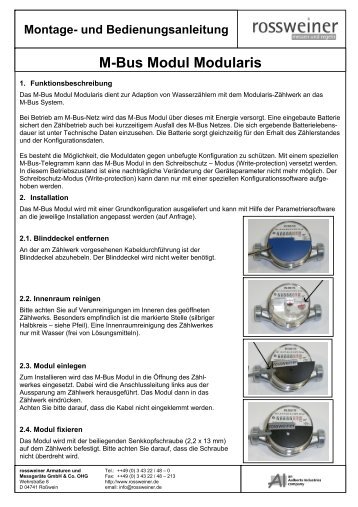 Montageanleitung Modularis M-Bus - Rossweiner