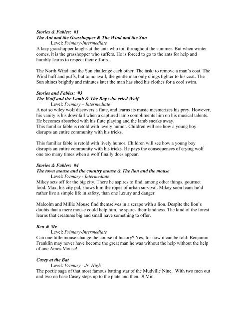 Stories Fables 1 The Ant And The Grasshopper The Roe 13