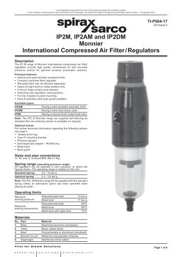 IP2M, IP2AM and IP2DM Monnier International ... - Spirax Sarco