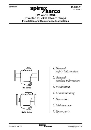 HM and HM34 Inverted Bucket Steam Traps - Spirax Sarco