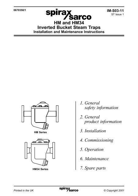 HM and HM34 Inverted Bucket Steam Traps - Spirax Sarco