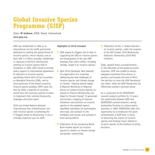 Annual Report 2010-11 - Global Invasive Species Programme - GISP