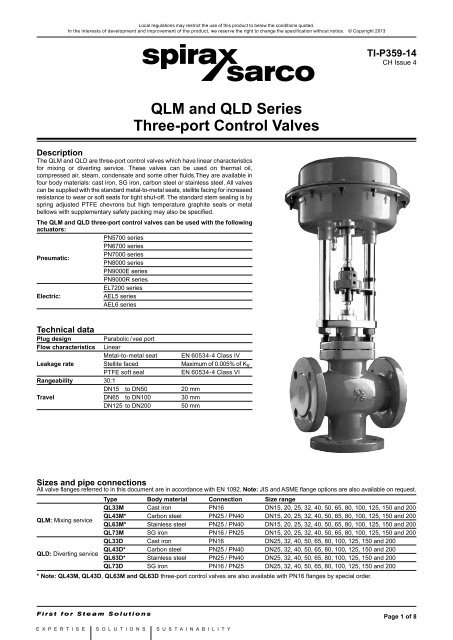 QLM And QLD Series Three Port Control Valves Spirax Sarco, 60% OFF