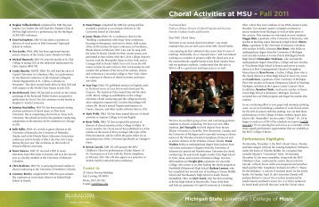 2011 Choral Newsletter - MSU College of Music - Michigan State ...