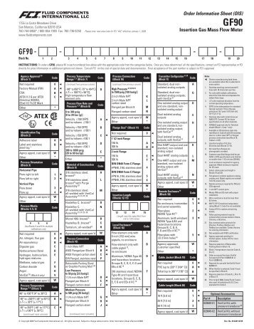 Order Information Sheet (OIS) - Fluid Components International