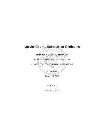Subdivision Ordinance - Apache County