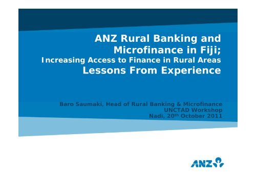 ANZ Rural Banking and Microfinance in Fiji; Lessons From Experience