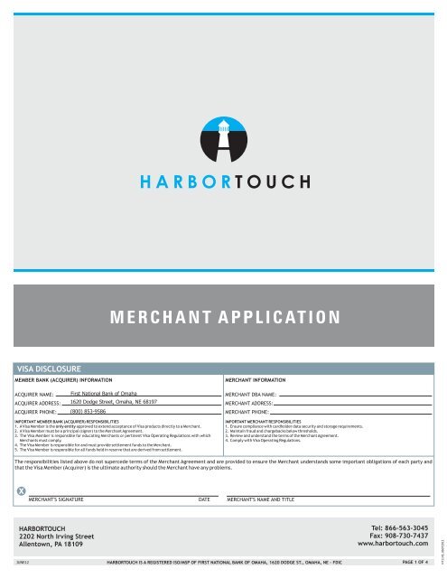 Harbortouch POS Account Submission Checklist - United Bank Card