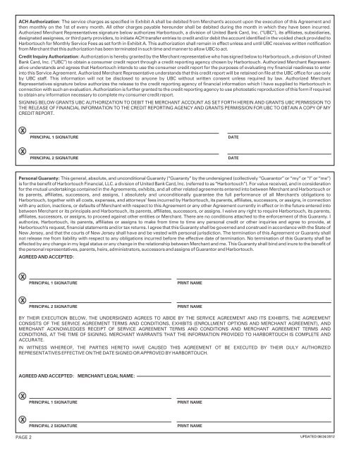 Harbortouch POS Account Submission Checklist - United Bank Card