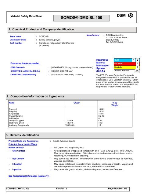 1142 SOMOS® DMX-SL 100 (English) aaa COMMERCIAL MSDS ...