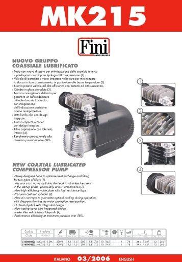 nuovo gruppo coassiale lubrificato new coaxial ... - Fini Compressors