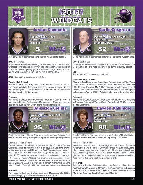 2011 WEBER STATE FOOTBALL - Weber State University Athletics