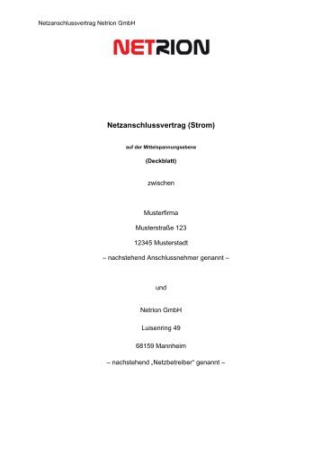 Netzanschlussvertrag (Strom) - Netrion GmbH