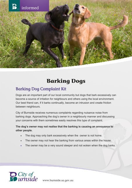 Barking Dogs - City of Burnside - SA.Gov.au