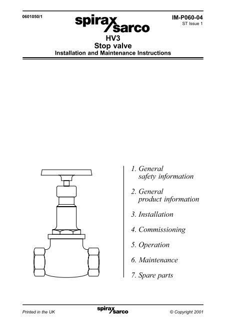 HV3 Stop Valve - Spirax Sarco