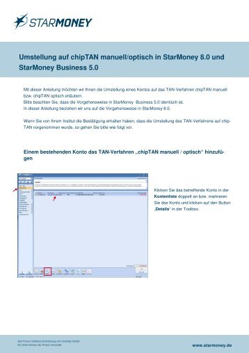 Umstellung auf chipTAN manuell/optisch in StarMoney 8.0 und ...