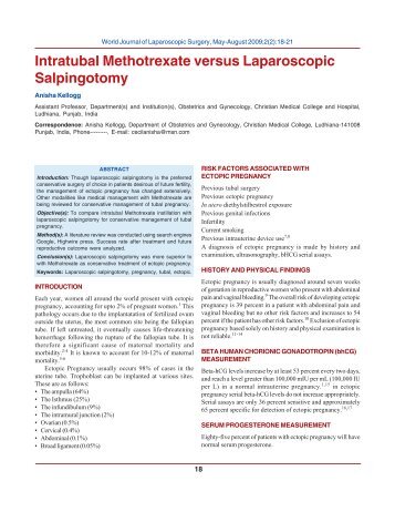 Intratubal Methotrexate versus Laparoscopic Salpingotomy - World ...
