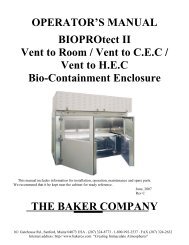 OPERATOR'S MANUAL BIOPROtect II Vent to ... - Baker Company