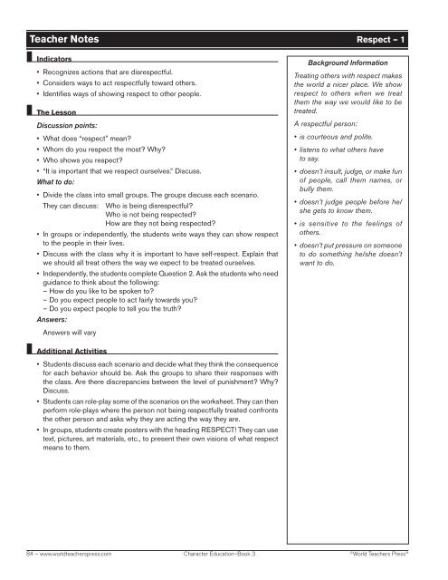 Download pages from Character Education (Grades 6-8) - Didax ...