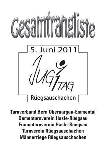 Rangliste Jugitag RÃ¼egsauschachen 2011 - Turnverein Fraubrunnen