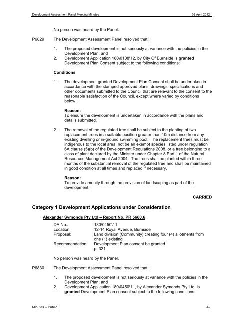 Development Assessment Panel Meeting Minutes - City of Burnside