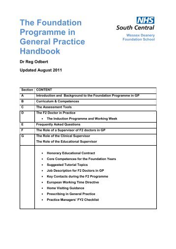 The Foundation Programme in General Practice ... - Wessex Deanery