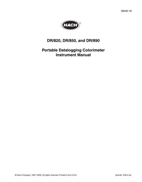 DR/820, DR/850, and DR/890 Portable Datalogging ... - Hach