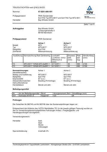 TEILEGUTACHTEN nach Â§19(3) StVZO Nummer 07-0201 ... - ATU