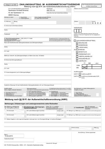 Zahlungsauftrag im Außenwirtschaftsverkehr - Sparkasse Arnstadt ...