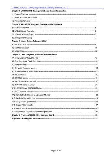 Page 1 of 33 Chapter 1: MCD-DEMO-II Development Board System ...